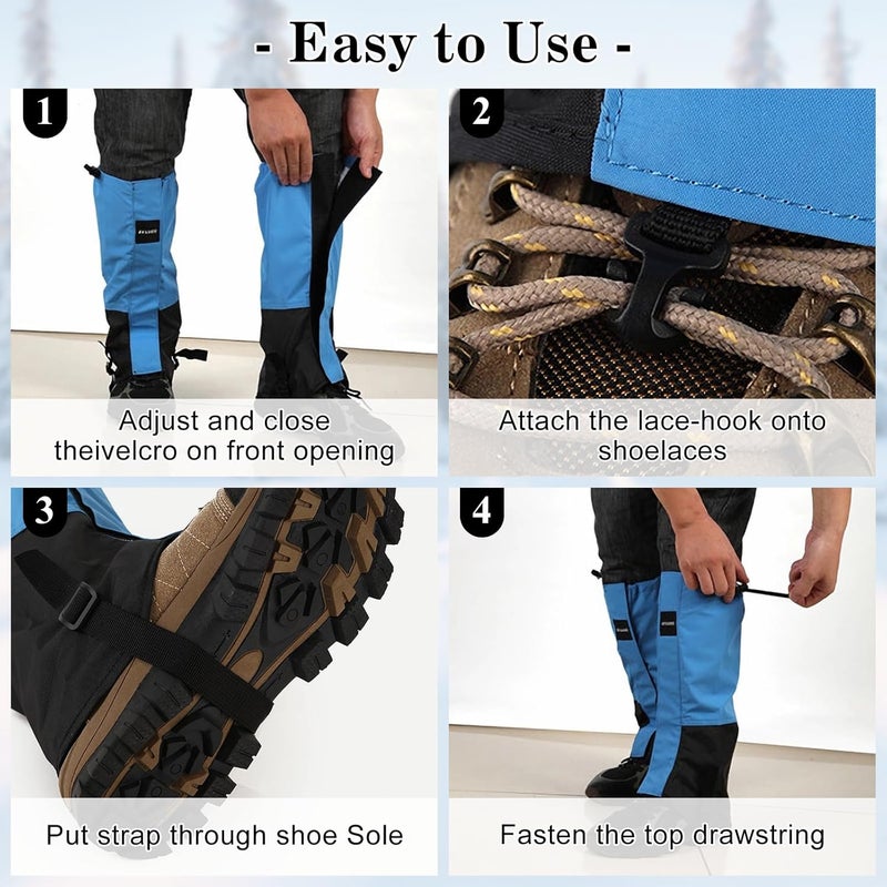 yuuzue Waterproof Adjustable Hiking Gaiters for Men and Women, Snow Boots-Gaiters for Hiking in Hunting Sand Mud Mountain Climbing Snowshoeing - Image 5